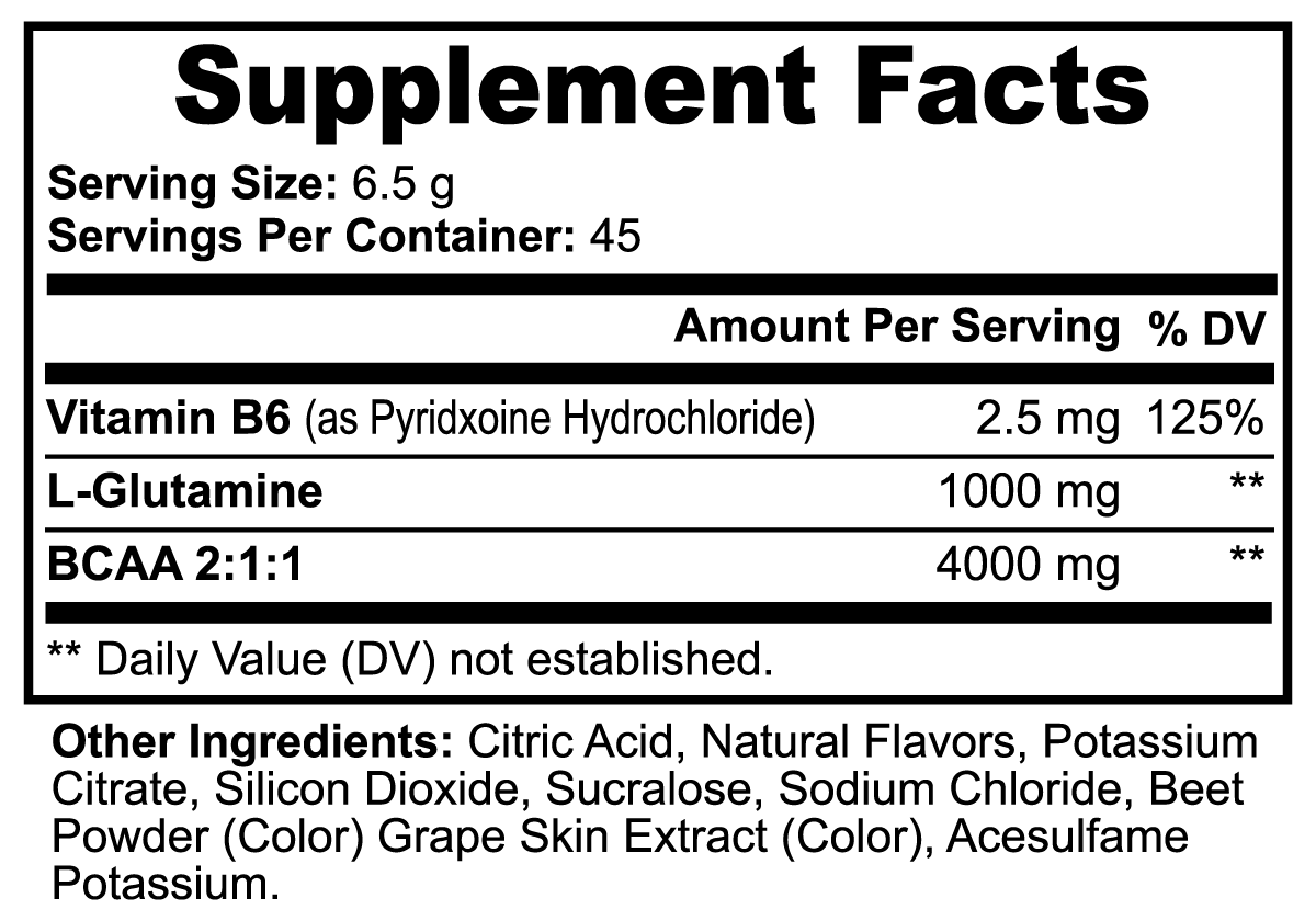 Warriors Elixir BCAA Melon Supplement Facts